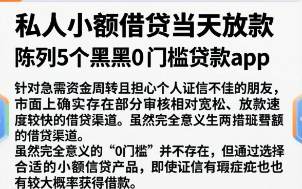 私人小额借贷当天放款,陈列5个黑户0门槛贷款app
