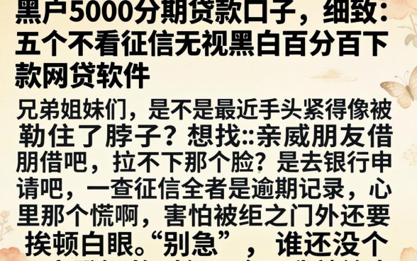 黑户5000分期贷款口子，细致阐述五个不看征信无视黑白百分百下款网贷软件