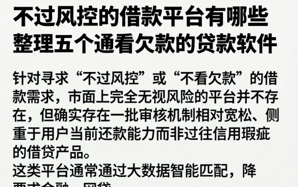 不过风控的借款平台有哪些，整理五个不看欠款的贷款软件