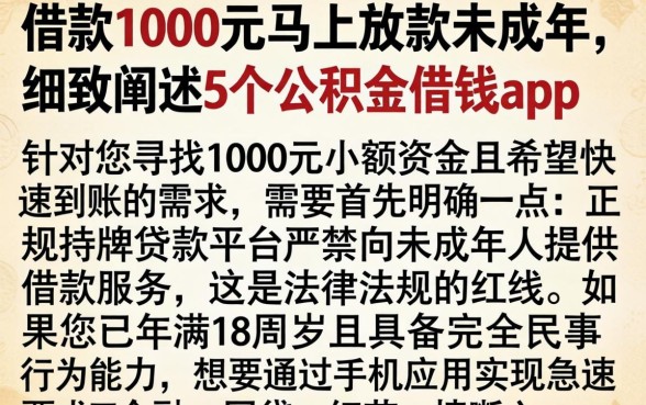 借款1000元马上放款未成年，细致阐述5个公积金借钱app