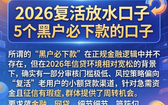 2026复活放水口子,概括5个黑户必下款的口子