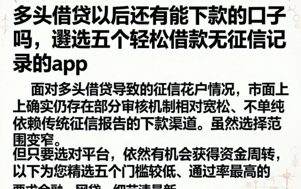 多头借贷以后还有能下款的口子吗，遴选五个轻松借款无征信记录的app