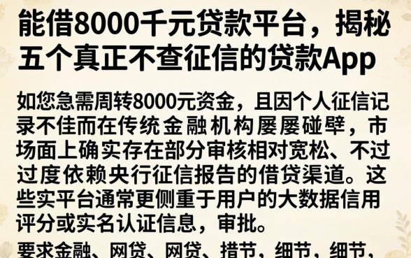 能借8000千元贷款平台,揭秘五个真正不查征信的贷款app
