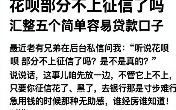 花呗部分不上征信了吗,汇整五个简单容易贷款口子