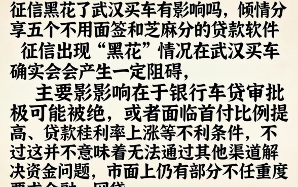 征信黑花了武汉买车有影响吗，倾情分享五个不用面签和芝麻分的贷款软件