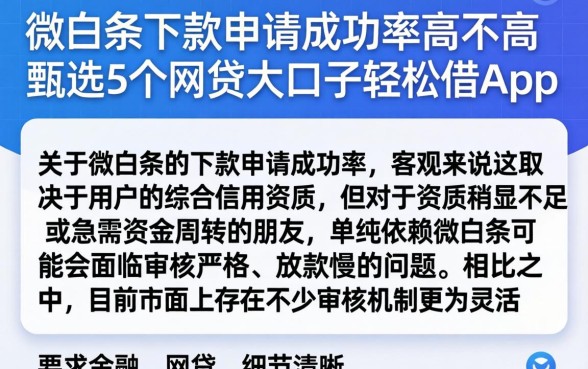 微白条下款申请成功率高不高，甄选5个网贷大口子轻松借app