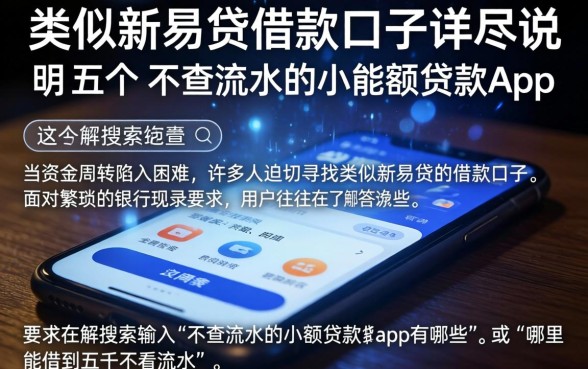 类似新易贷的借款口子，详尽说明五个不查流水的小额度贷款app