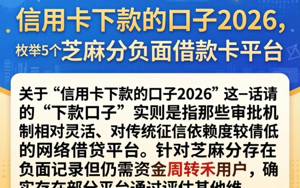 信用卡下款的口子2026，枚举5个芝麻分负面借款的平台