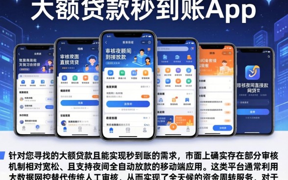 大额贷款秒到账的app，陈列五个不审核夜间直接放款的网贷软件
