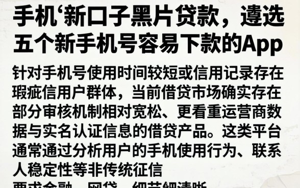 手机贷新口子黑户贷款，遴选五个新手机号容易下款的app