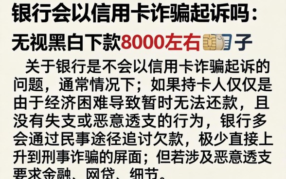 银行会以信用卡诈骗起诉吗，条列五个无视黑白下款8000左右的口子