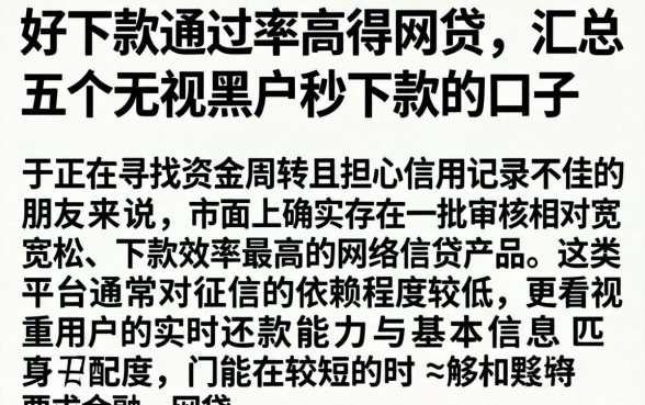 好下款通过率高得网贷，汇总五个无视黑户秒下款的口子