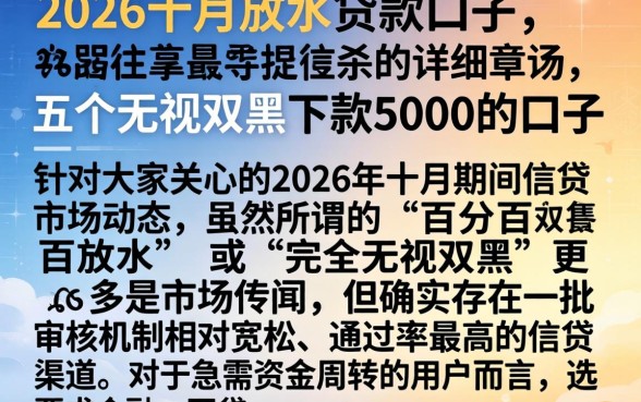 2026十月放水的贷款口子，详细阐述五个无视双黑下款5000的口子