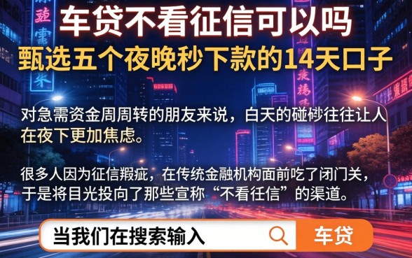 车贷不看征信可以吗，甄选五个夜间秒下款的14天口子