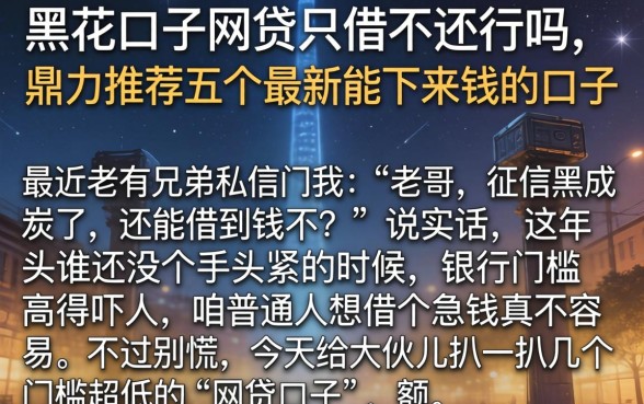 黑花口子网贷只借不还行吗，鼎力推荐五个最新能下来钱的口子