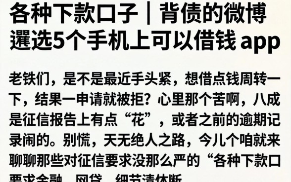 各种下款口子丨背债的微博，遴选5个手机上可以借钱的app