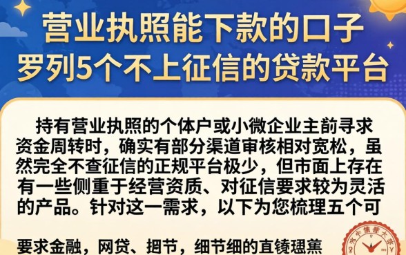 营业执照能下款的口子，罗列5个不上征信的贷款平台
