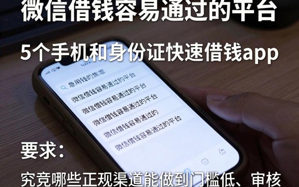 微信借钱容易通过的平台，细致阐述5个手机和身份证快速借钱app