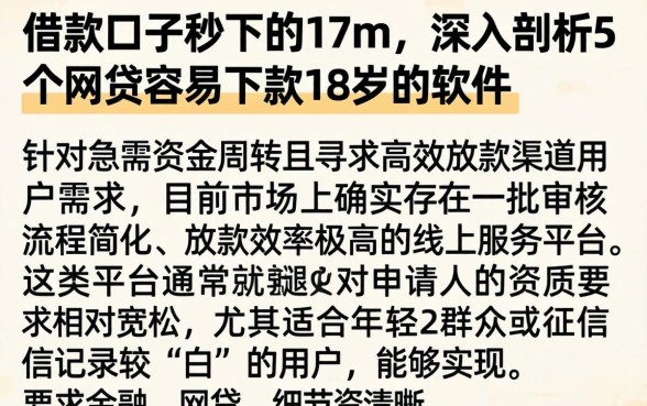 借款口子秒下的17m，深入剖析5个网贷容易下款18岁的软件