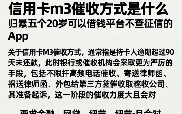 信用卡m3催收方式是什么，归集五个20岁可以借钱平台不查征信的app
