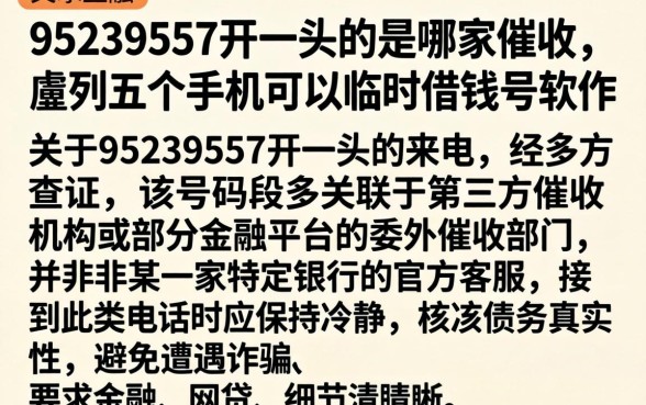 95239557开头的是哪家催收，胪列五个手机可以临时借钱的软件