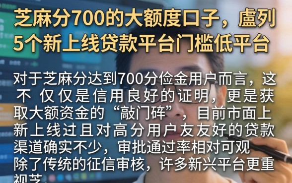 芝麻分700的大额度口子,胪列5个新上线贷款平台门槛低平台