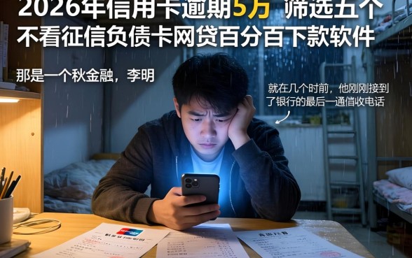 2026年信用卡逾期5万，筛选五个不看征信负债的网贷百分百下款软件