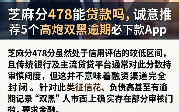 芝麻分478能贷款吗，诚意推荐5个高炮双黑逾期必下款app
