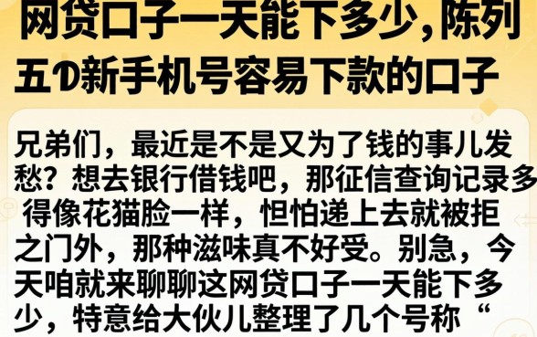 网贷口子一天能下多少，陈列五个新手机号容易下款的口子