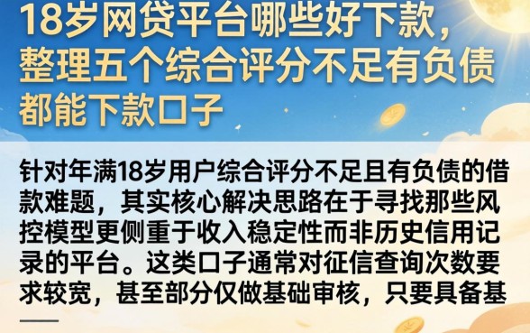 18岁网贷平台哪些好下款，整理五个综合评分不足有负债都能下款口子