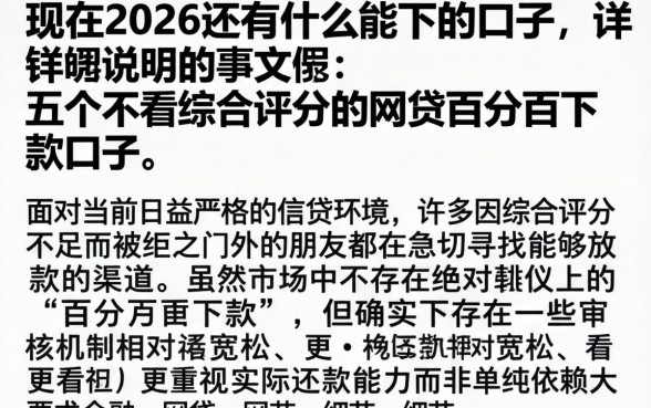 现在2026还有什么能下的口子，详尽说明五个不看综合评分的网贷百分百下款口子