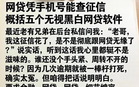 网贷凭手机号能查征信，概括五个无视黑白的网贷软件