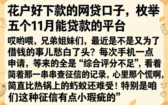 花户好下款的网贷口子，枚举五个11月能贷款的平台