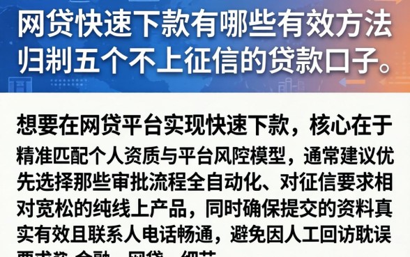 网贷快速下款有哪些有效方法，归纳五个不上征信的贷款口子
