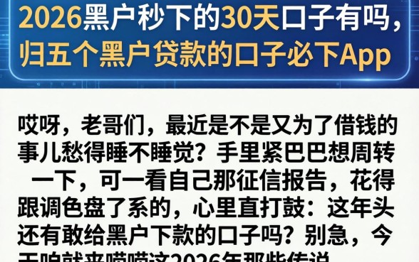 2026黑户秒下的30天口子有吗，归纳五个黑户贷款的口子必下app