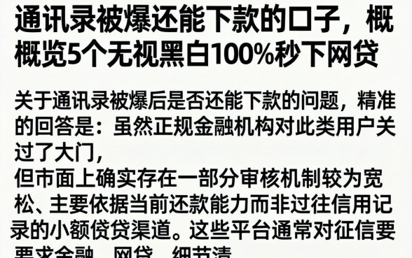 通讯录被爆还能下款的口子，概览5个无视黑白100%秒下网贷