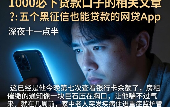 1000必下贷款口子的相关文章，条列五个黑征信也能贷款的网贷app