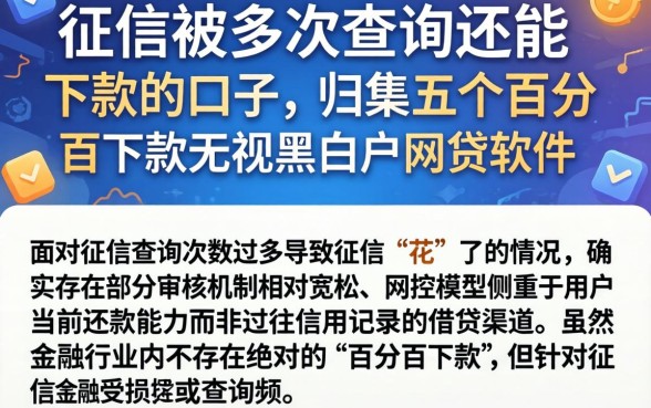 征信被多次查询还能下款的口子，归集五个百分百下款无视黑白户网贷软件