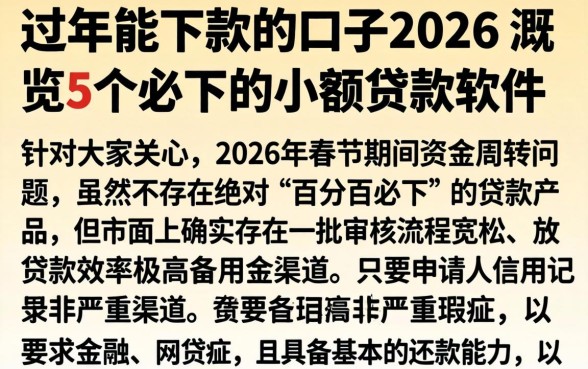 过年能下款的口子2026,概览5个必下的小额贷款软件