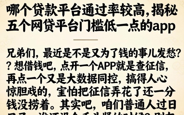 哪个贷款平台通过率较高,揭秘五个网贷平台门槛低一点的app