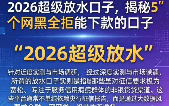 2026超级放水口子，揭秘5个网黑全拒能下款的口子