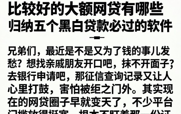 比较好的大额网贷有哪些，归纳五个黑白贷款必过的软件