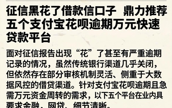 征信黑花了借款的口子,鼎力推荐五个支付宝花呗逾期万元快速贷款平台