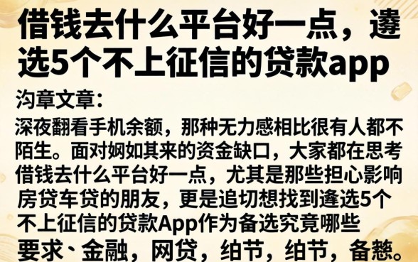 借钱去什么平台好一点,遴选5个不上征信的贷款app