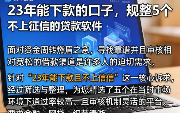 23年能下款的口子，规整5个不上征信的贷款软件
