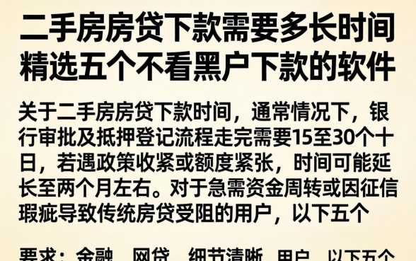 二手房房贷下款需要多长时间，精选五个不看黑户下款的软件