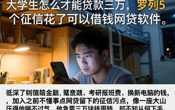 大学生怎么才能贷款三万，罗列5个征信花了可以借钱的网贷软件