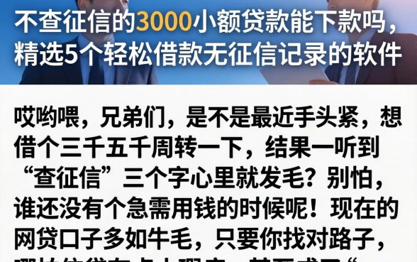 不查征信的3000小额贷款能下款吗，精选5个轻松借款无征信记录的软件