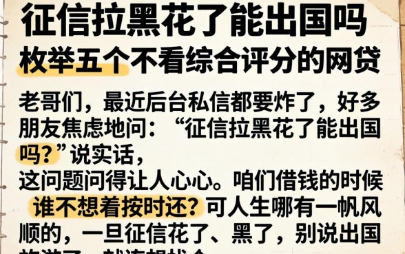 征信拉黑花了能出国吗,枚举五个不看综合评分的网贷
