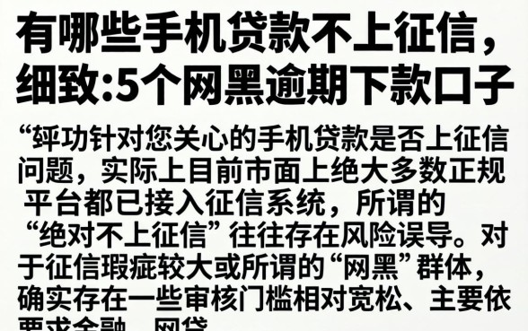 有哪些手机贷款不上征信，细致阐述5个网黑逾期下款口子